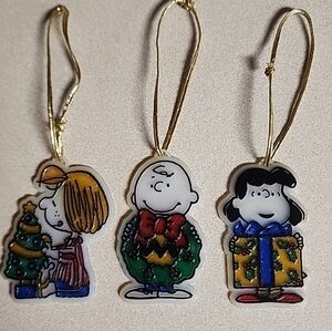 1950s United Feature Syndicate Peanuts Christmas Double Sided Plastic Ornaments